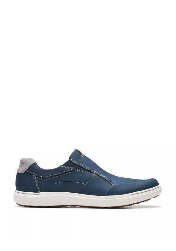 Men's casual shoes with a thick sole for added height Clarks Mapstone Step Slip-On Shoes, Navy Men's casual shoes with a thick sole for added height Clarks Mapstone Step Slip-On Shoes, Navy
