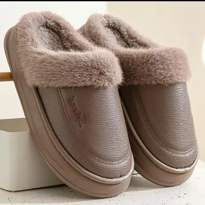 Men's plush slippers with a faux fur lining M0421 sports comfy