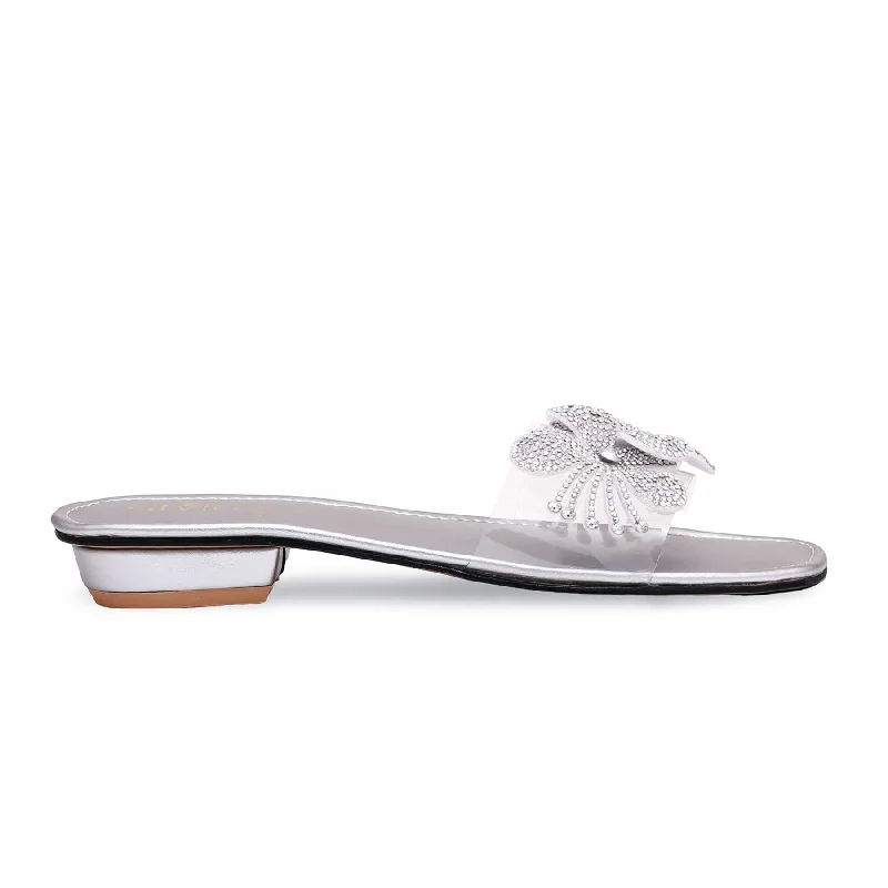 Men's slippers with a stretchy side panel for a better fit Silver Fancy Slipper FN7778