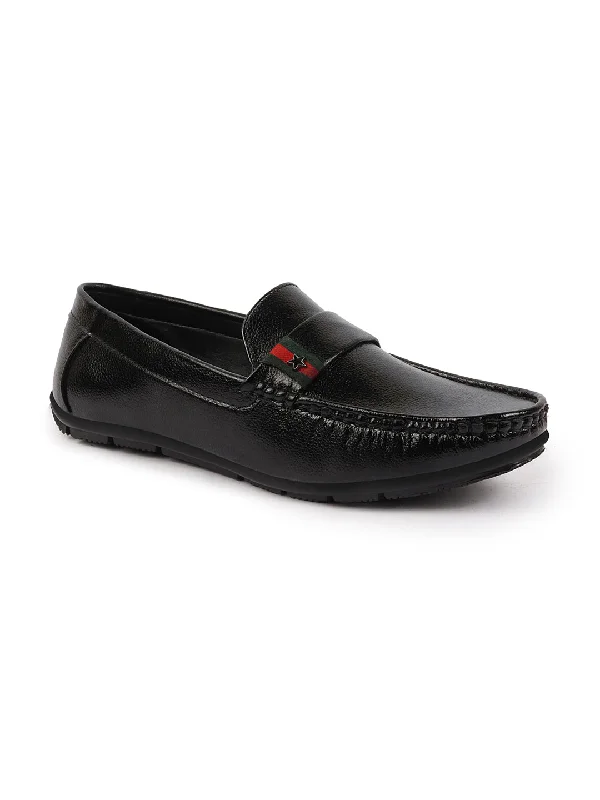 Men's casual shoes with a padded heel for comfort Basics Men Black Textured Design Outdoor Classic Moccasin Loafer Shoes Men's casual shoes with a padded heel for comfort Basics Men Black Textured Design Outdoor Classic Moccasin Loafer Shoes
