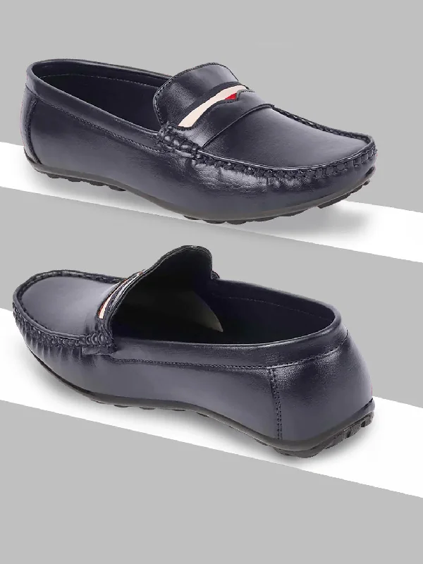 Men's casual shoes with a metallic trim Basics Men Blue Colored Stripe Design Casual Slip On Loafers and Moccasin Shoes Men's casual shoes with a metallic trim Basics Men Blue Colored Stripe Design Casual Slip On Loafers and Moccasin Shoes