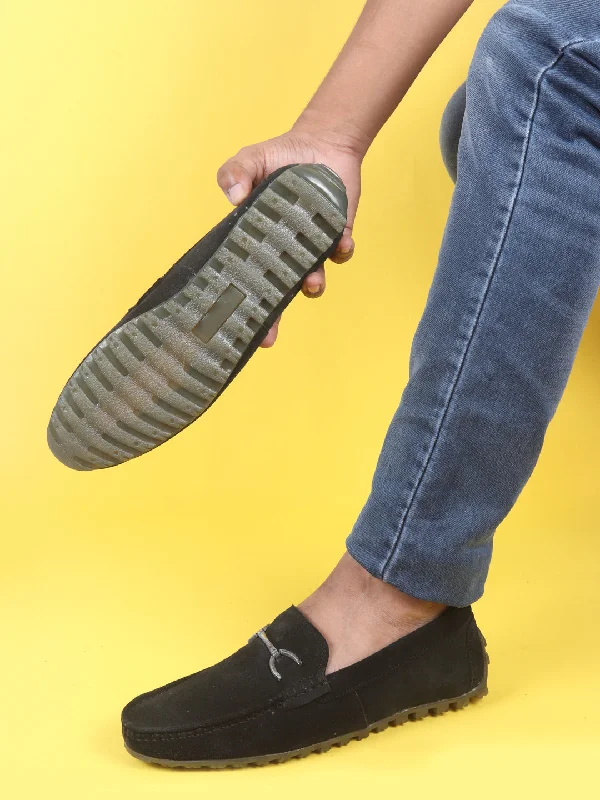 Men's casual shoes with a floral print for a unique style Men Black Horsebit Buckle Suede Leather Slip On Driving Loafers Men's casual shoes with a floral print for a unique style Men Black Horsebit Buckle Suede Leather Slip On Driving Loafers