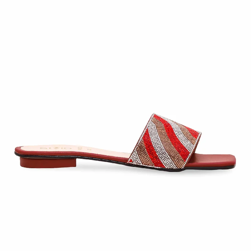 Men's slippers with a decorative pom - pom or tassel Maroon Fancy Slipper For Women FN7802