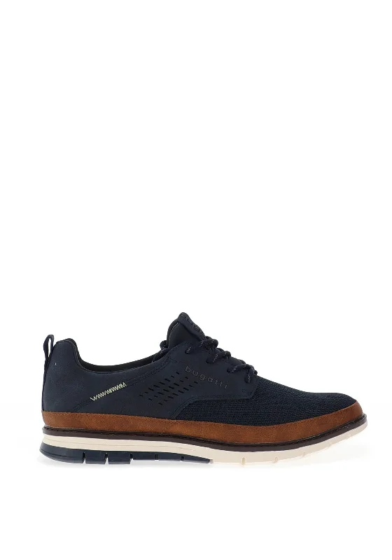 Men's casual shoes with a logo patch on the tongue Bugatti Casual Laced Shoes, Marine & Brown Men's casual shoes with a logo patch on the tongue Bugatti Casual Laced Shoes, Marine & Brown