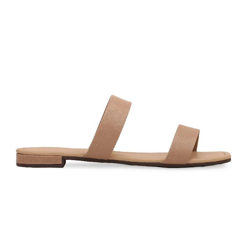 Leather men's slippers with a mule style Beige Formal Slipper FR8096