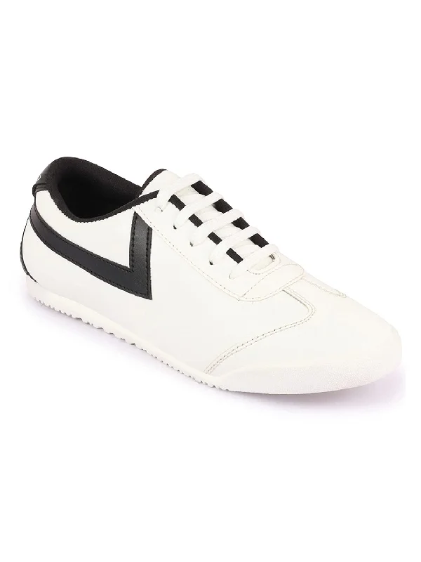 Men's casual sneakers with a mesh upper Men White Lace-Up Classic Striped Sneakers Casual Shoes Men's casual sneakers with a mesh upper Men White Lace-Up Classic Striped Sneakers Casual Shoes