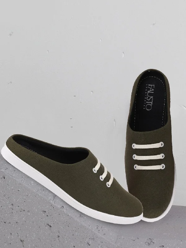 Men's casual shoes with a thick sole for added height Men Olive Green Casual Canvas Slip-On Shoes Men's casual shoes with a thick sole for added height Men Olive Green Casual Canvas Slip-On Shoes
