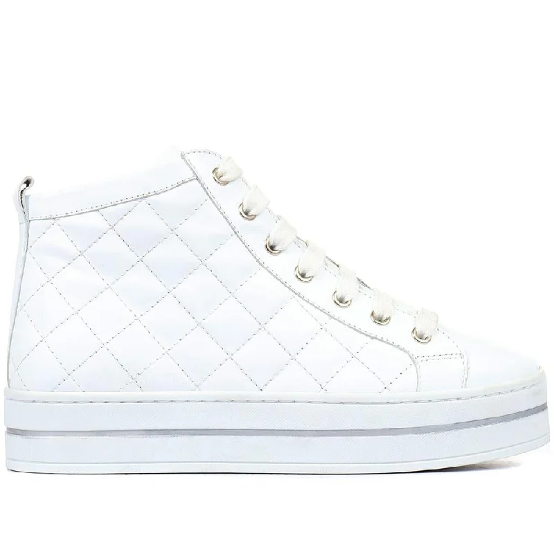 Men's casual shoes with a thick sole for added height Elenore Leather Quilted Trainers - ELENORE / 321 307 Men's casual shoes with a thick sole for added height Elenore Leather Quilted Trainers - ELENORE / 321 307