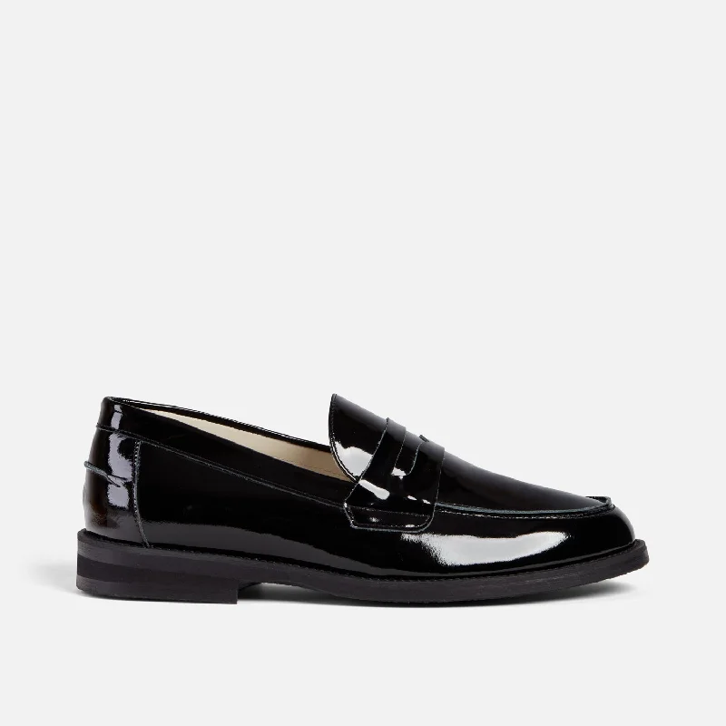 Men's loafers with a removable insole for cleaning Men's loafers with a removable insole for cleaning Wilde Black Patent Penny Loafer - Men's
