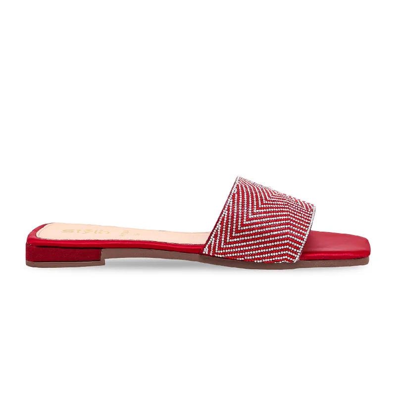 Men's slippers with a leather sole for a classic look Maroon Fancy Slipper FN7804