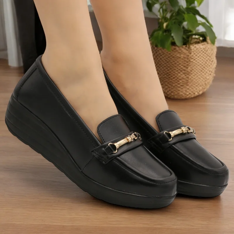 Men's plush slippers with a faux fur lining M0532 wedge pump