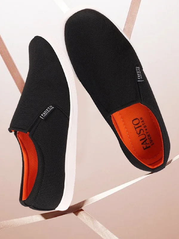 Men's casual shoes with a soft insole for cushioning Men Black Casual Canvas Slip-On Loafers Men's casual shoes with a soft insole for cushioning Men Black Casual Canvas Slip-On Loafers