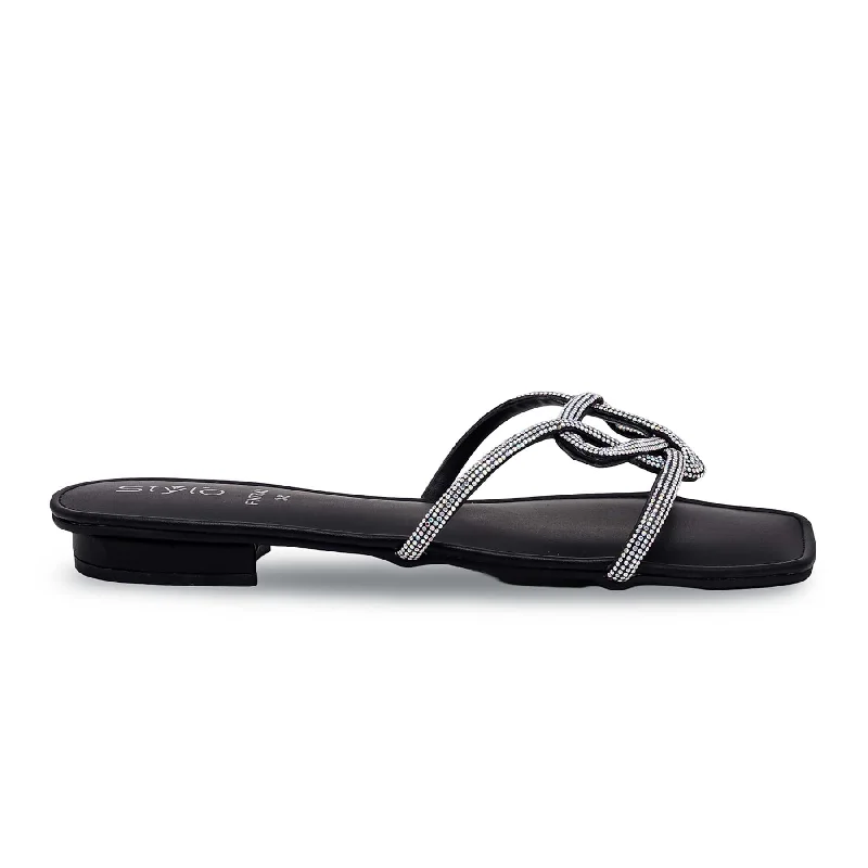 Men's slippers with a breathable fabric upper Black Fancy Slipper FN7842