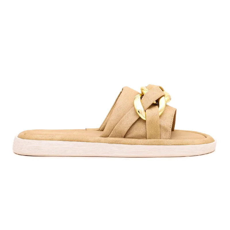 Leather men's slippers with a mule style Beige Formal Slipper FR8108