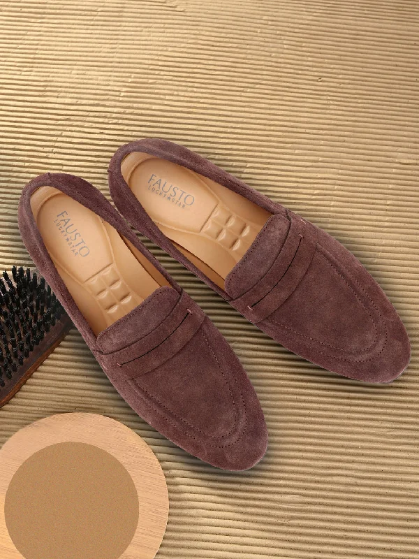 Men's casual shoes with a low - profile design Men Brown Suede Leather Outdoor Penny Loafer Shoes Men's casual shoes with a low - profile design Men Brown Suede Leather Outdoor Penny Loafer Shoes