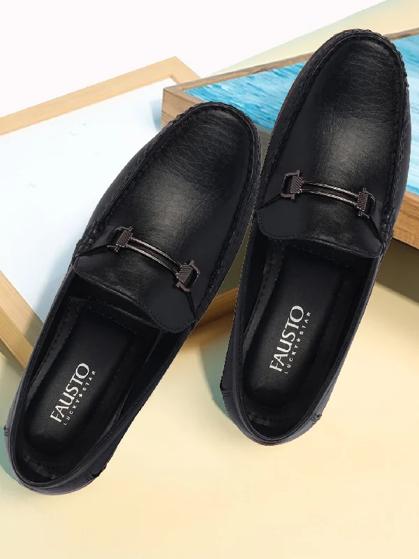 Men's casual shoes with a metallic trim Basics Men Blue Horsebit Buckle Premium Slip On Casual Loafers and Moccasin Shoes Men's casual shoes with a metallic trim Basics Men Blue Horsebit Buckle Premium Slip On Casual Loafers and Moccasin Shoes