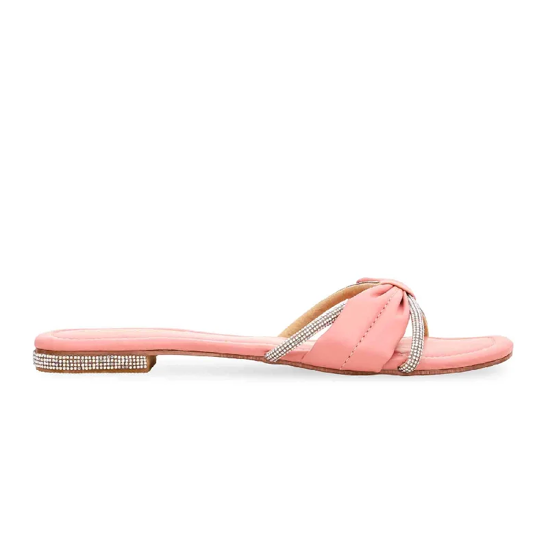 Leather men's slippers with a mule style Pink Formal Slipper FR8126