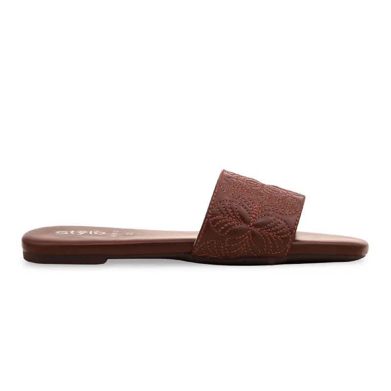 Men's slippers with a pointed toe for a stylish appearance Brown Formal Slipper FR8115