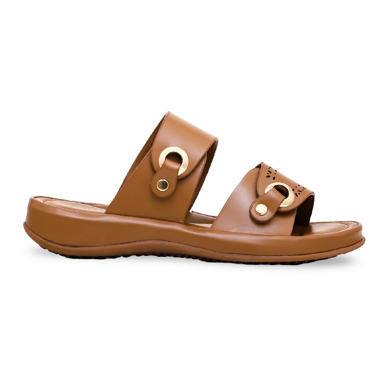 Men's slippers with a decorative pom - pom or tassel Brown Formal Slipper PU0198