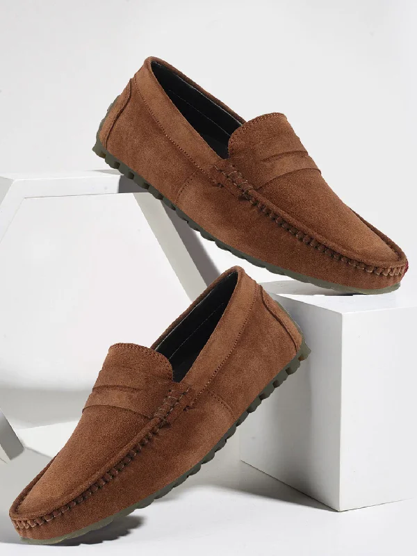 Men's casual shoes with a floral print for a unique style Men Camel Suede Leather Side Stitched Slip On Driving Loafers and Mocassin Men's casual shoes with a floral print for a unique style Men Camel Suede Leather Side Stitched Slip On Driving Loafers and Mocassin