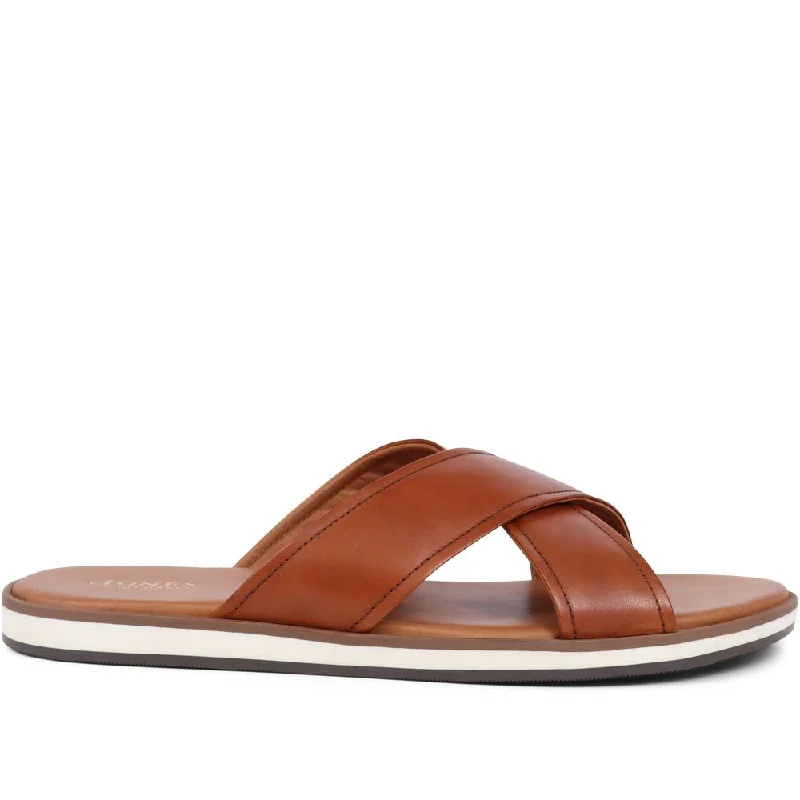 Men's casual shoes with a geometric pattern Whitstable Leather Sliders - WHITSTABLE / 325 003 Men's casual shoes with a geometric pattern Whitstable Leather Sliders - WHITSTABLE / 325 003
