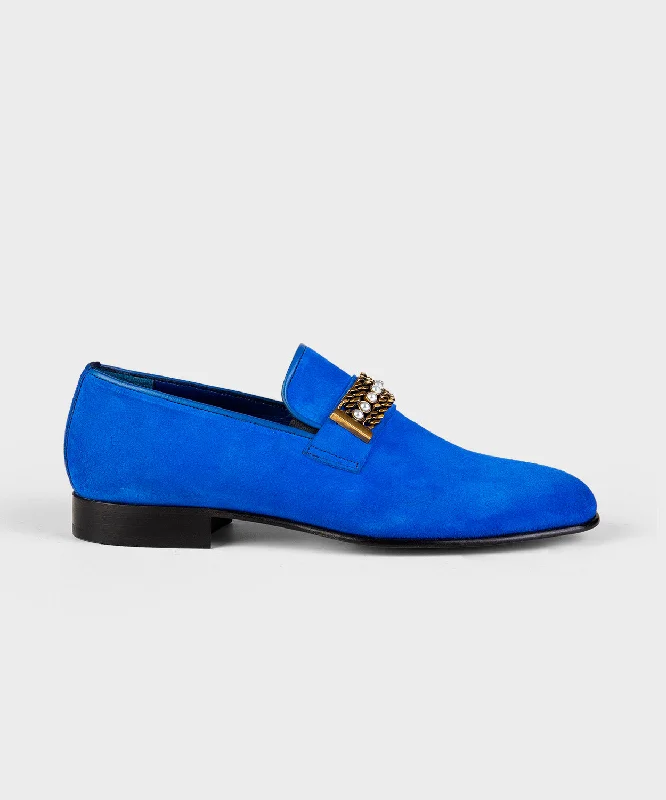Men's loafers with a moc - toe design Men's loafers with a moc - toe design Blue Suede Loafer