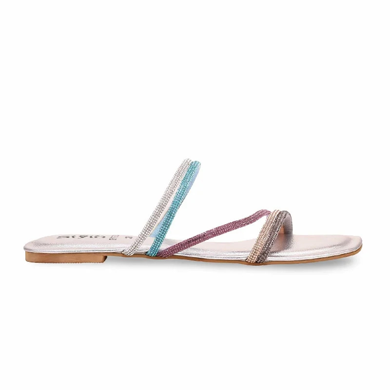 Men's slippers with a logo patch on the side Silver Fancy Slipper FN7823