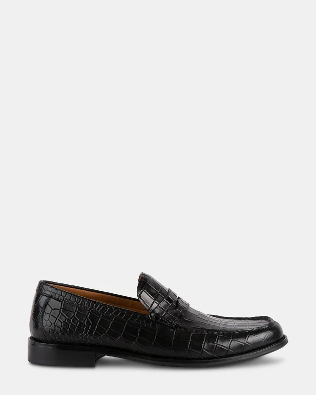 Men's loafers with a smooth leather finish Men's loafers with a smooth leather finish MARVYN BLACK EXOTIC Men's loafers with a smooth leather finish Men's loafers with a smooth leather finish MARVYN BLACK EXOTIC