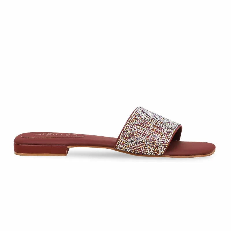 Men's slippers with a soft, flexible sole Maroon Fancy Slipper FN7834