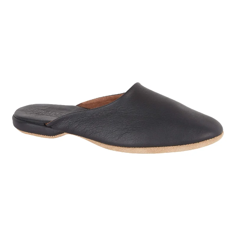 Men's slippers with a logo patch on the side WILLIAM Mens Leather Mule Slippers