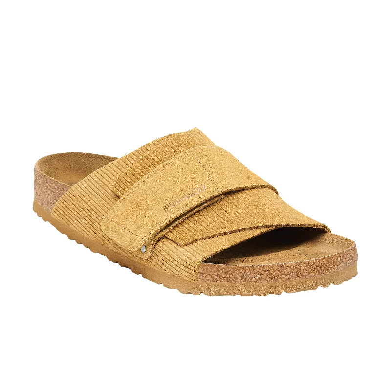 Men's leather sandals with an adjustable strap Men's leather sandals with an adjustable strap Kyoto Corduroy Cork Brown Embossed Suede Leather