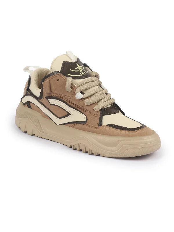 Men's casual shoes with a floral print for a unique style Men Beige Colorblocked Mid Top Chunky Lace Up Sneaker Shoes|Feather Lite Casual Shoes|Mid Ankle Sneaker Shoes Men's casual shoes with a floral print for a unique style Men Beige Colorblocked Mid Top Chunky Lace Up Sneaker Shoes|Feather Lite Casual Shoes|Mid Ankle Sneaker Shoes