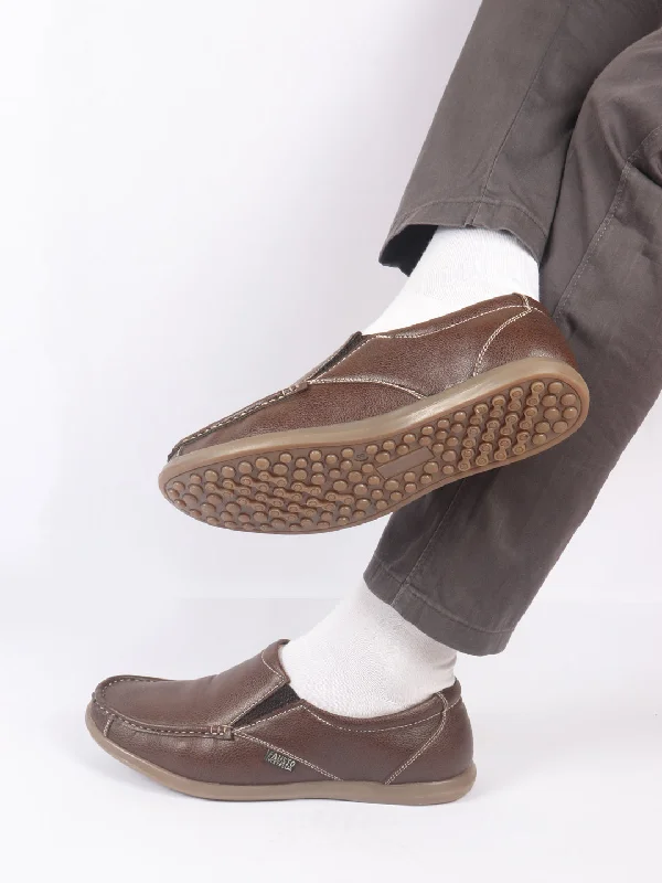 Men's casual shoes with a padded heel for comfort Men Brown Side Stitched Casual Comfort Slip On Loafer Shoes Men's casual shoes with a padded heel for comfort Men Brown Side Stitched Casual Comfort Slip On Loafer Shoes