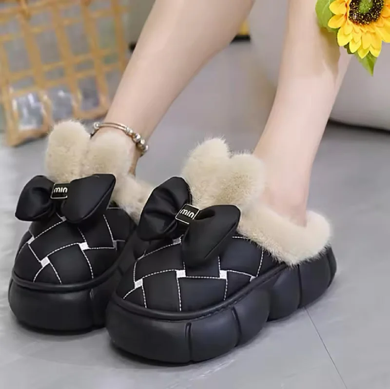 Men's slippers with a breathable fabric upper Bunny bow comfy