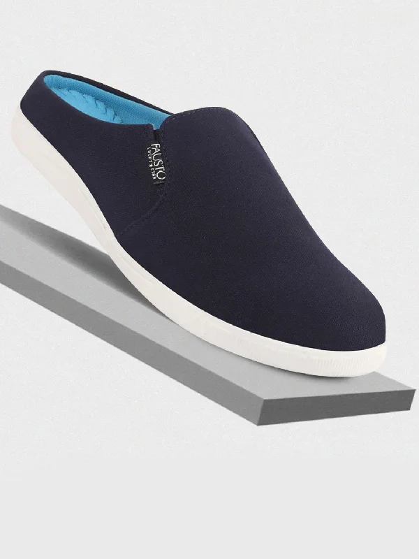 Men's casual shoes with a low - profile design Men Navy Blue Casual Canvas Slip-On Shoes Men's casual shoes with a low - profile design Men Navy Blue Casual Canvas Slip-On Shoes