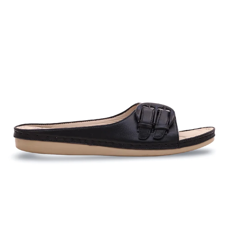 Men's slippers with a rubber sole for outdoor use Black Formal Slipper PU0146