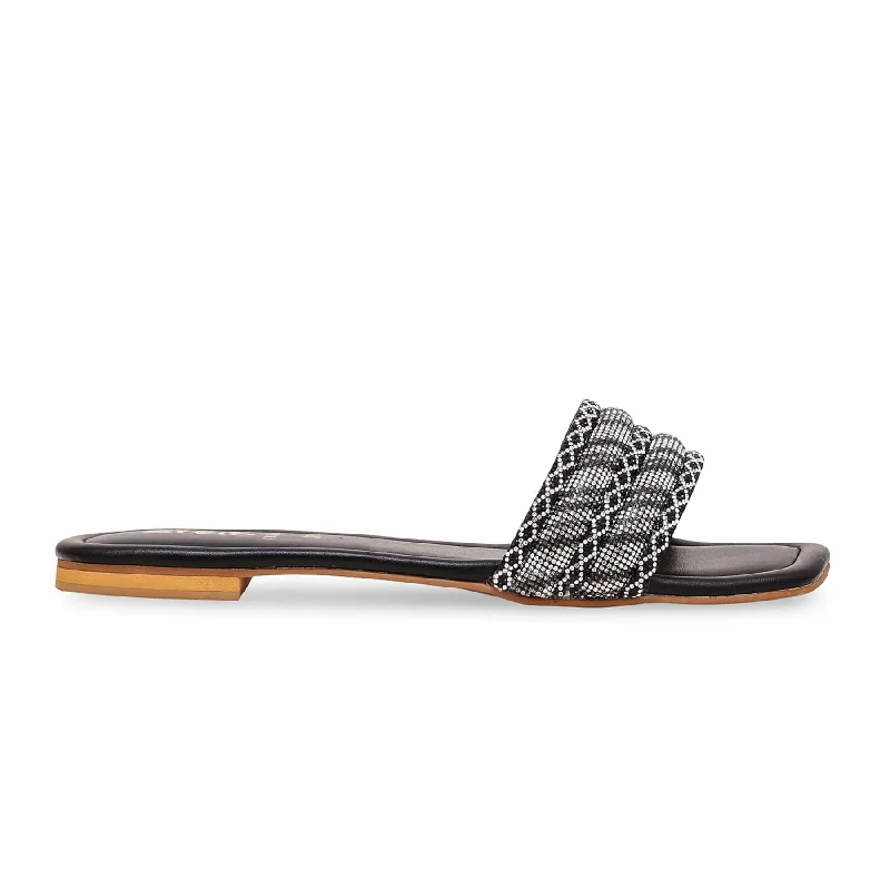 Men's slippers with a non - slip outsole for safety Black Fancy Slipper FN7892