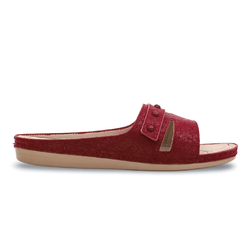 Men's slippers with a removable insole for cleaning Maroon Formal Slipper PU0147