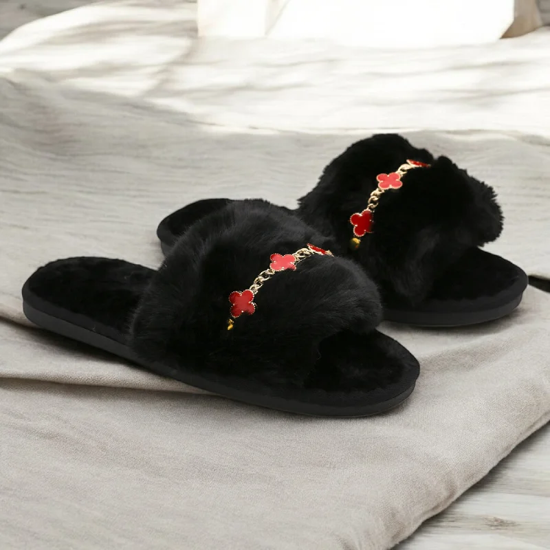 Men's plush slippers with a faux fur lining Jesmin fur slipper