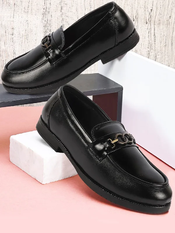 Men's casual shoes with a soft insole for cushioning Men Black Wedding Party Genuine Leather Buckle Slip On Loafer Shoes Men's casual shoes with a soft insole for cushioning Men Black Wedding Party Genuine Leather Buckle Slip On Loafer Shoes
