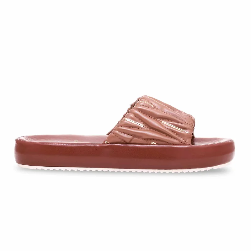 Leather men's slippers with a mule style Brown Formal Slipper PU0309