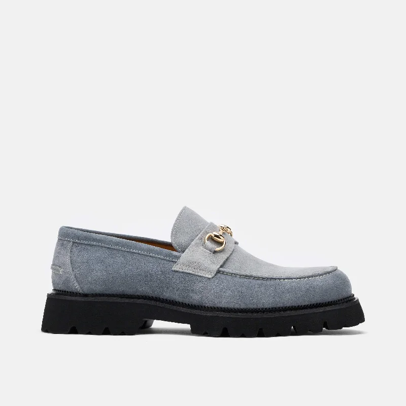 Men's loafers with a perforated leather upper for ventilation Men's loafers with a perforated leather upper for ventilation Blake Steel Blue Suede Lug Bit Loafers Men's loafers with a perforated leather upper for ventilation Men's loafers with a perforated leather upper for ventilation Blake Steel Blue Suede Lug Bit Loafers