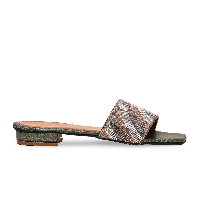 Men's slippers with a stretchy side panel for a better fit Olive Fancy Slipper FN7802