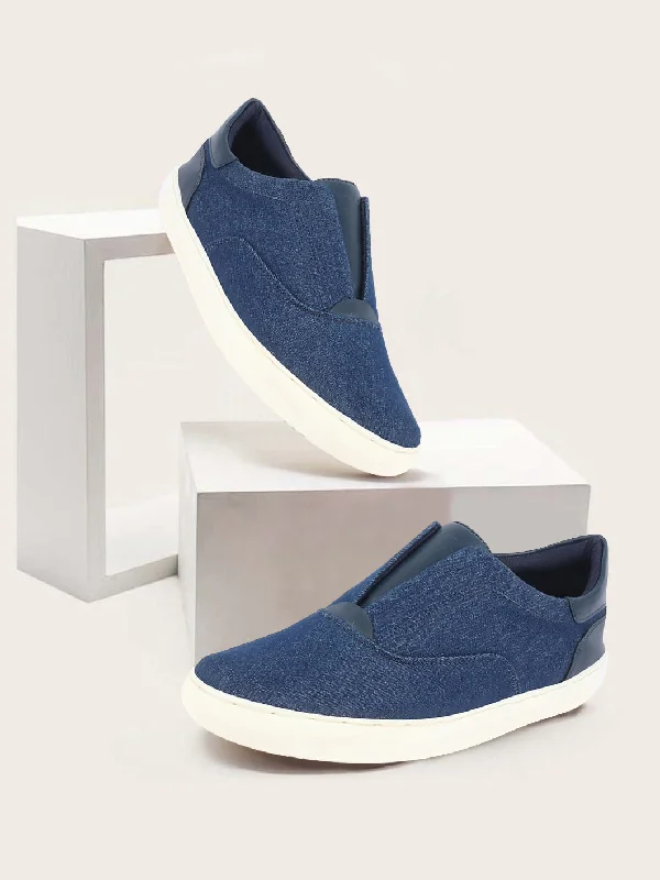 Men's casual shoes with a low - profile design Men Navy Blue Classic Upper Denim Comfort No Touch Slip On Canvas Sneakers Shoes Men's casual shoes with a low - profile design Men Navy Blue Classic Upper Denim Comfort No Touch Slip On Canvas Sneakers Shoes