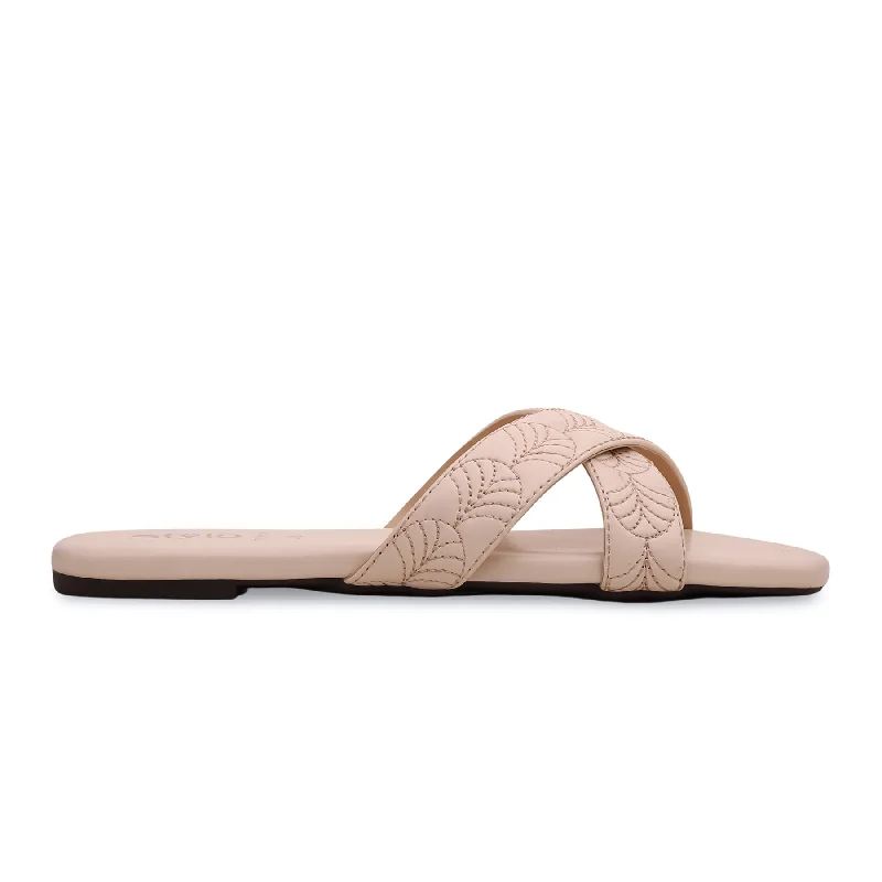 Men's plush slippers with a faux fur lining Cream Formal Slipper FR8116