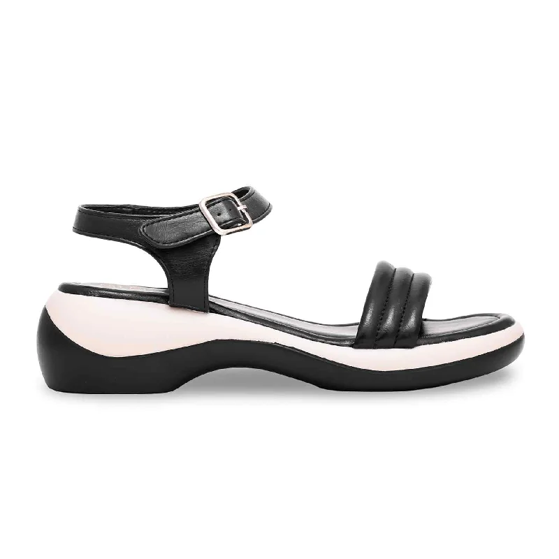 Men's sandals with a decorative buckle or charm Men's sandals with a decorative buckle or charm Black Formal Sandal PU0301