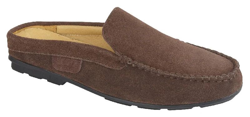Men's slippers with a removable insole for cleaning STEPH - CHOCOLATE SUEDE