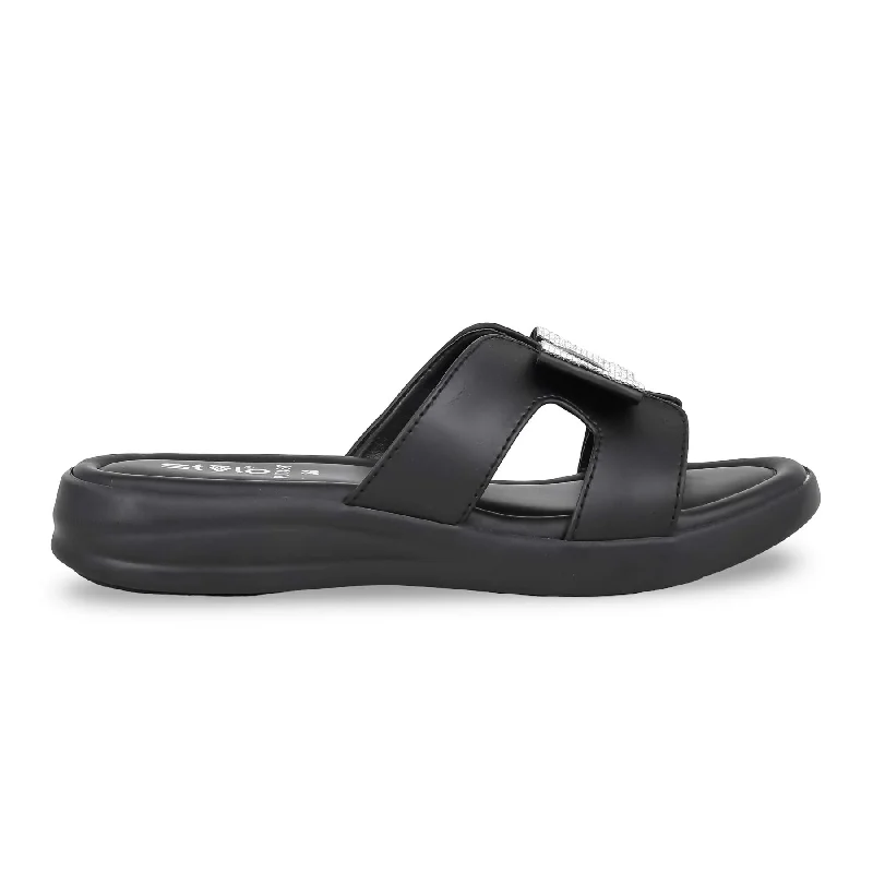 Men's slippers with a Velcro closure for easy on and off Black Platform Heel Slipper PU0487 Men's slippers with a Velcro closure for easy on and off Black Platform Heel Slipper PU0487