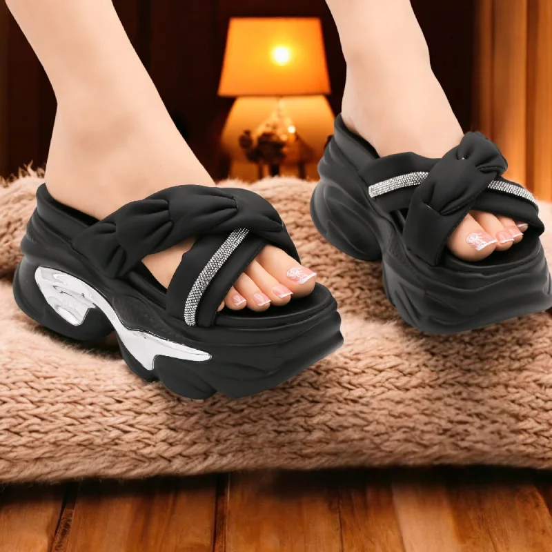 Men's slippers with a breathable fabric upper SRJ14 high sole