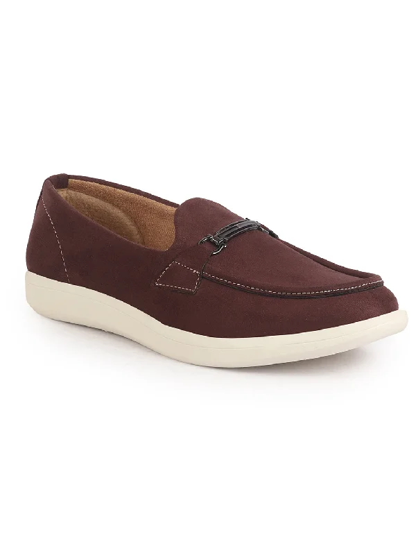 Men's casual shoes with a padded heel for comfort Men Brown Suede Classic Ultra Light Comfort Horsebit Buckle Slip On Casual Loafer Shoes|Memory Cushion Insole|EVA Slip On Shoe